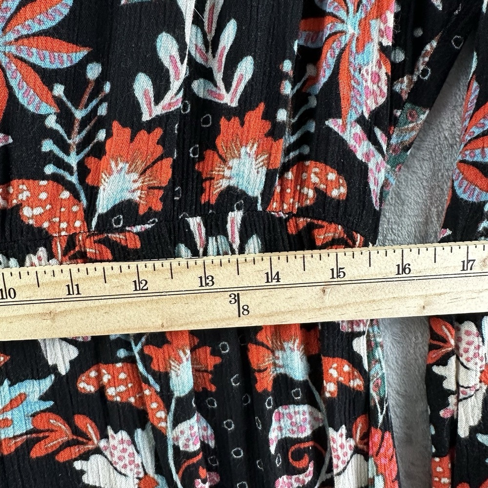 New York & Company Maxi Dress Women's M / L Black w/ Orange Blue Floral Print - Picture 8 of 10